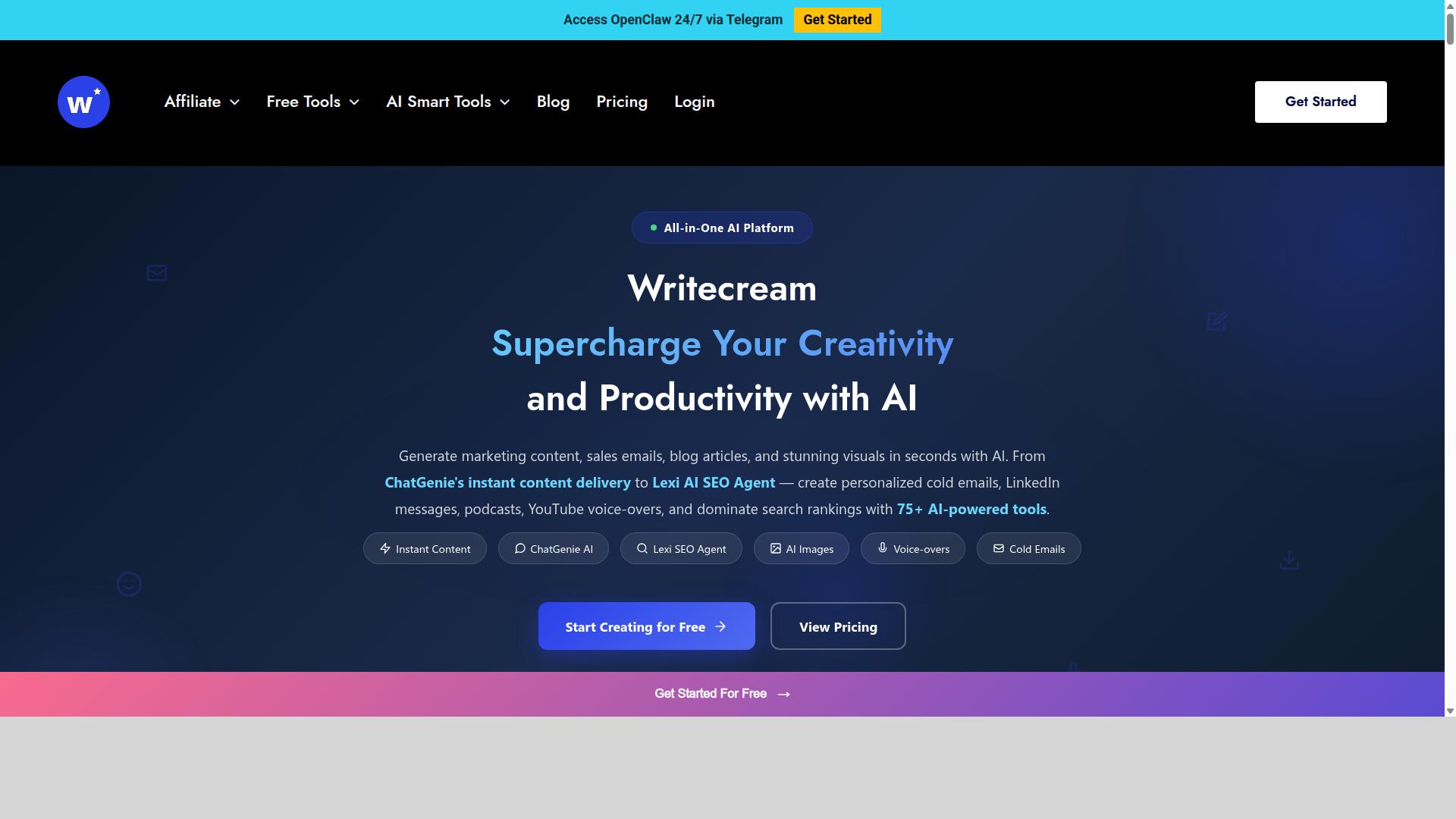 Writecream website